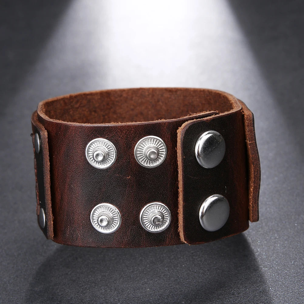 Leather Bracelet, Wide Braided Leather Band Snap Cuff Bracelet – Lisa M.  Cantalupo