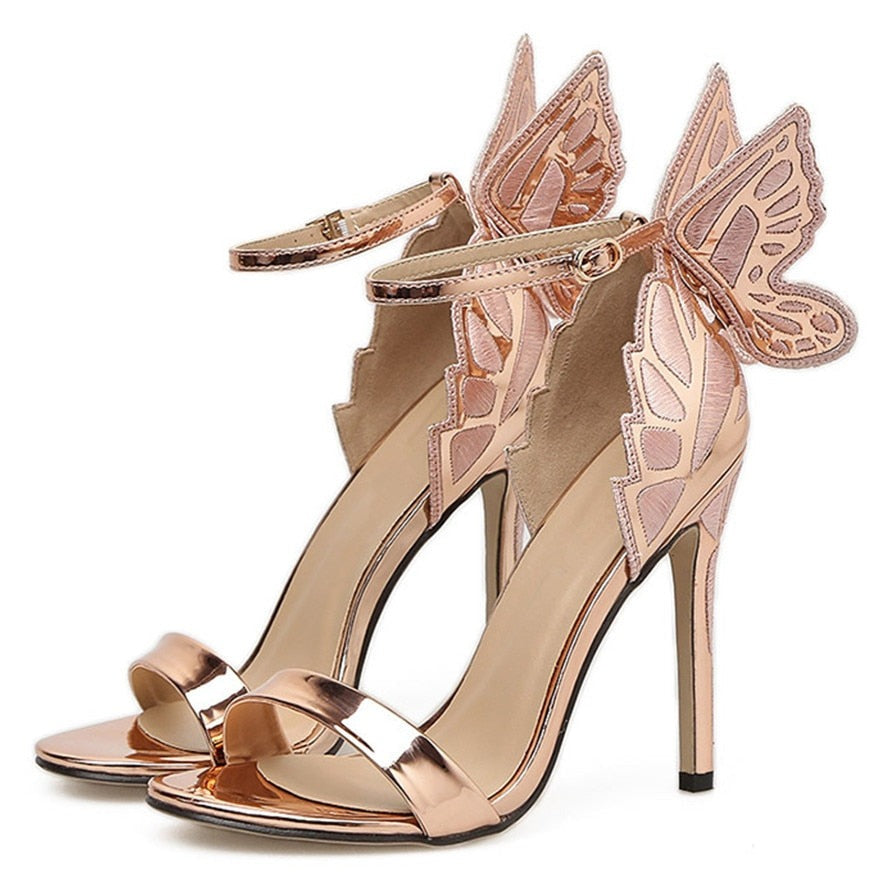 Womens High Heels Sandals Luxury Round Toe Butterfly Patent Leather Buckle  Stiletto High Heel Sandals Party Shoes Pum