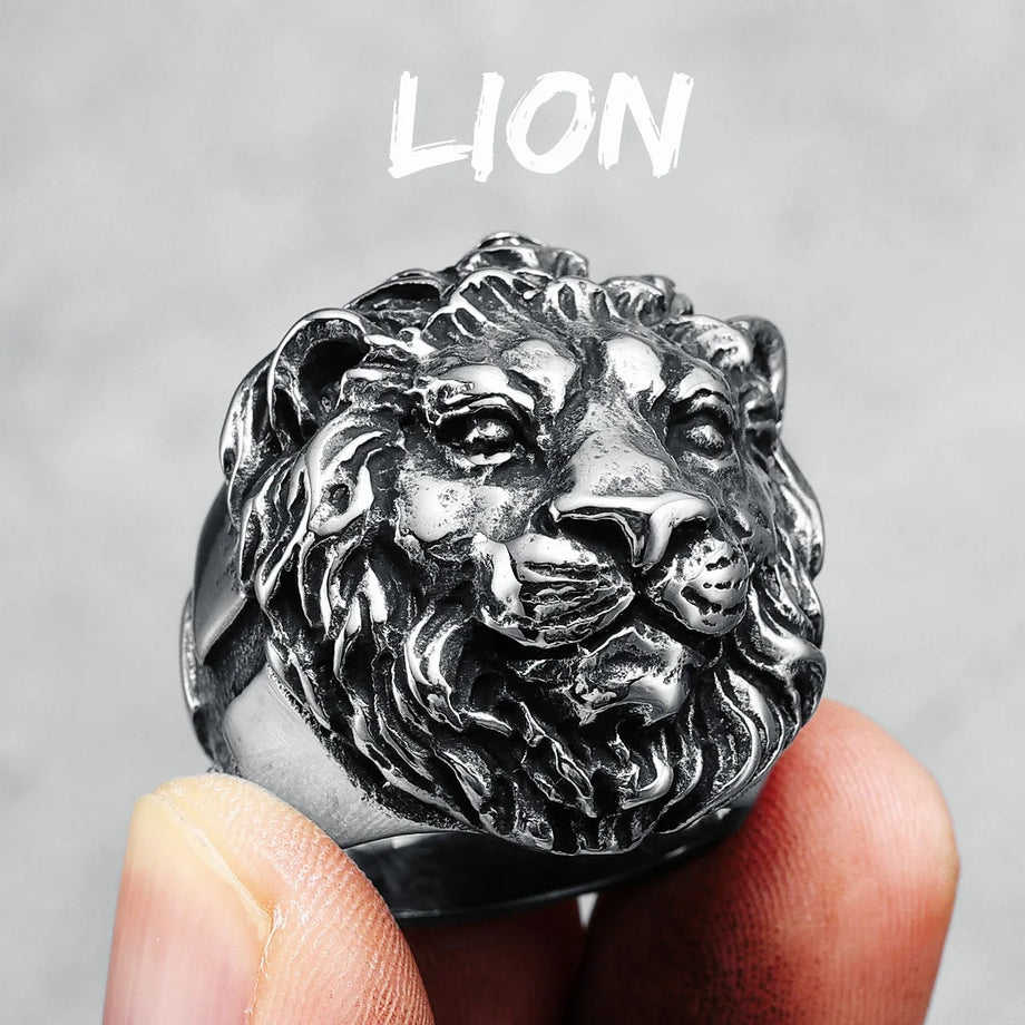 Lion ring deals for men silver