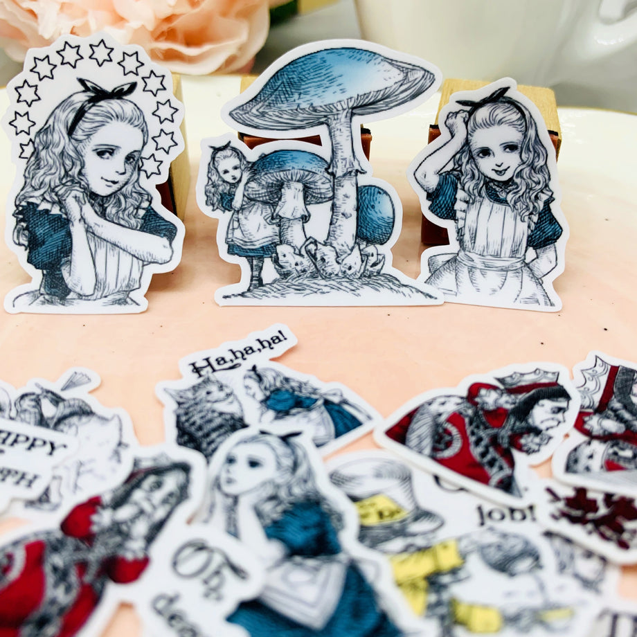 Alice in Wonderland Charms Set Antiqued Silver Themed Pendants Fairy Tale  40pcs