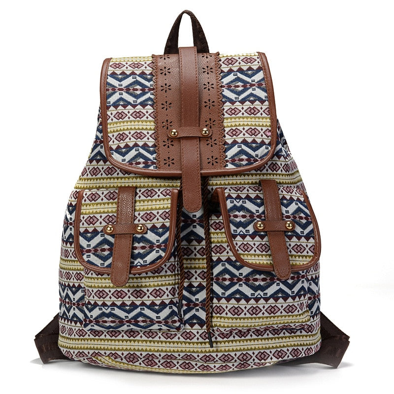 Boho canvas backpack sale