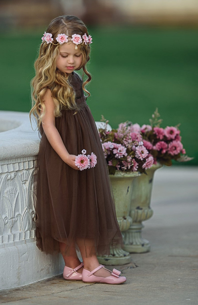 Chocolate Flower Girl Dress