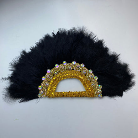 20s 1920s Charleston Flapper Fancy Dress Headband & Feather Black fg