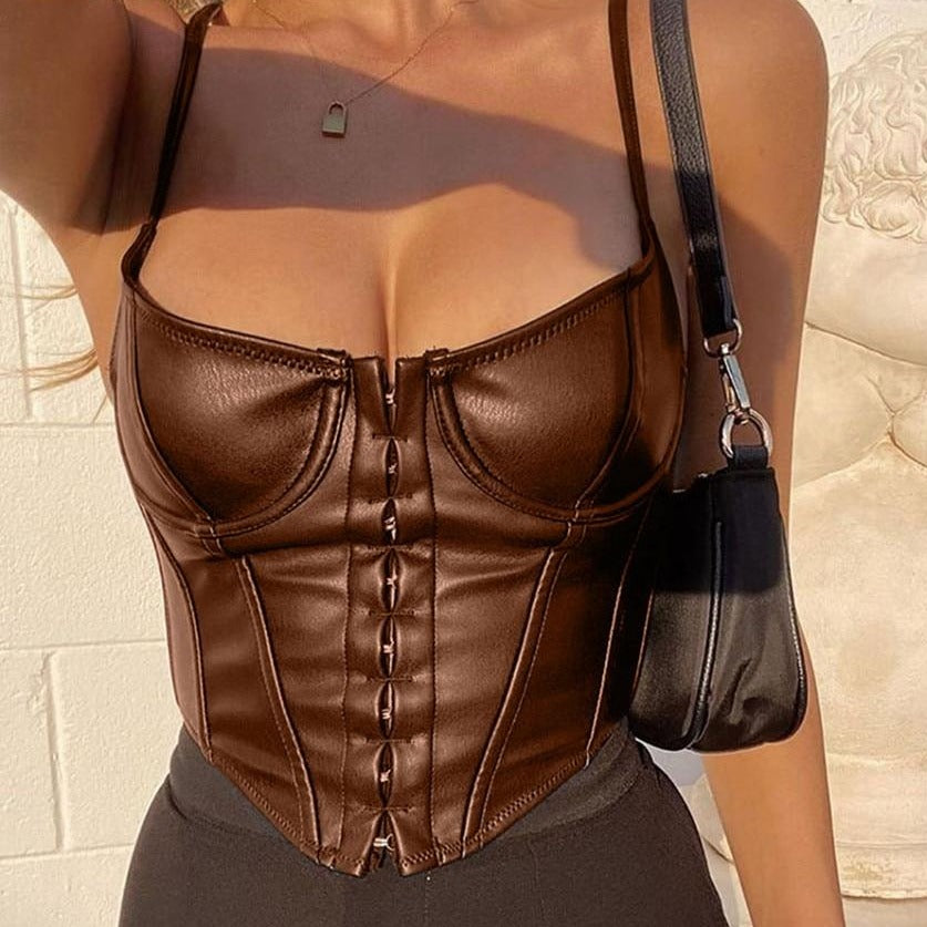 Buy BROWN LACE-UP HALTER STRAP CORSET for Women Online in India