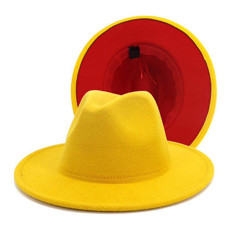 Duo Tone Wool Felt Fedora Hats Unisex Wide Brim Hat Woodland Gatherer