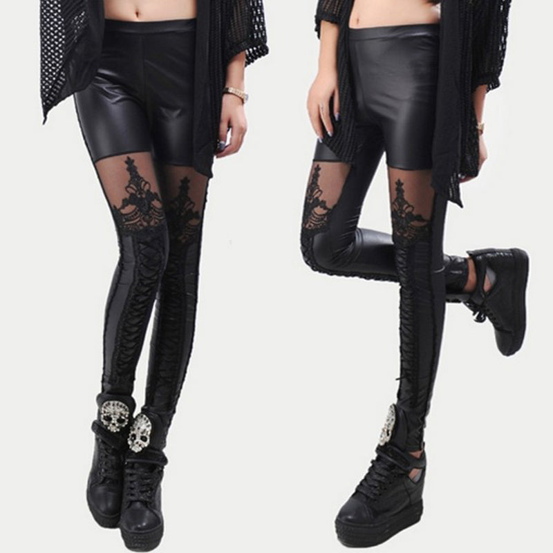 Goth black deals leather leggins